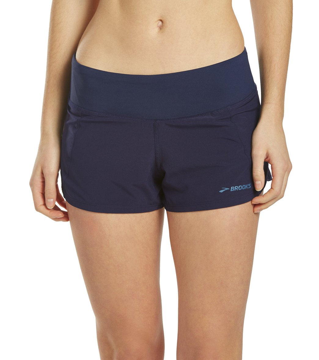 Brooks Women's Chaser 3 Short - Navy Xl Size Xl Polyester/Spandex - Swimoutlet.com
