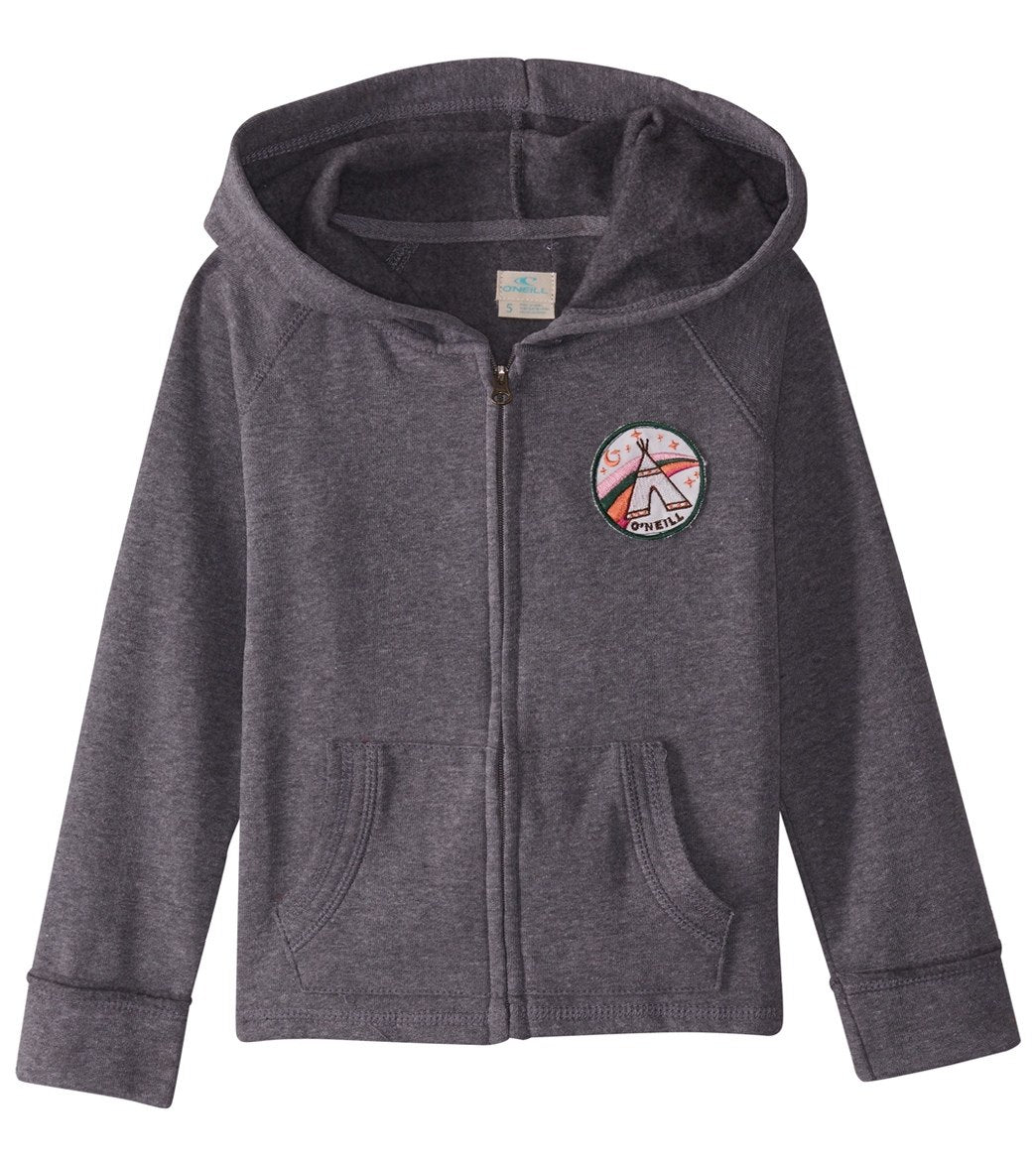 O'neill Girl's Relax Fleece Zip Hoodie 2T-6 - Charcoal 4 Cotton/Polyester - Swimoutlet.com