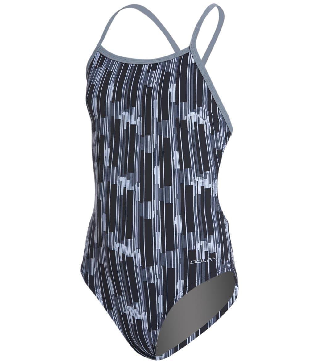 Dolfin Graphlite Girls' Infiniti Mt Back One Piece Swimsuit - Steel 24 Nylon/Xtra/Life/Lycra® - Swimoutlet.com