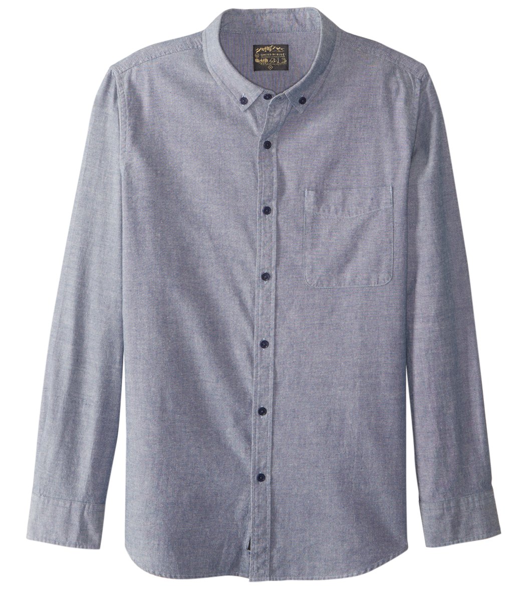United By Blue Men's Bryce Chambray Long Sleeve Shirt - Blue Small Cotton - Swimoutlet.com