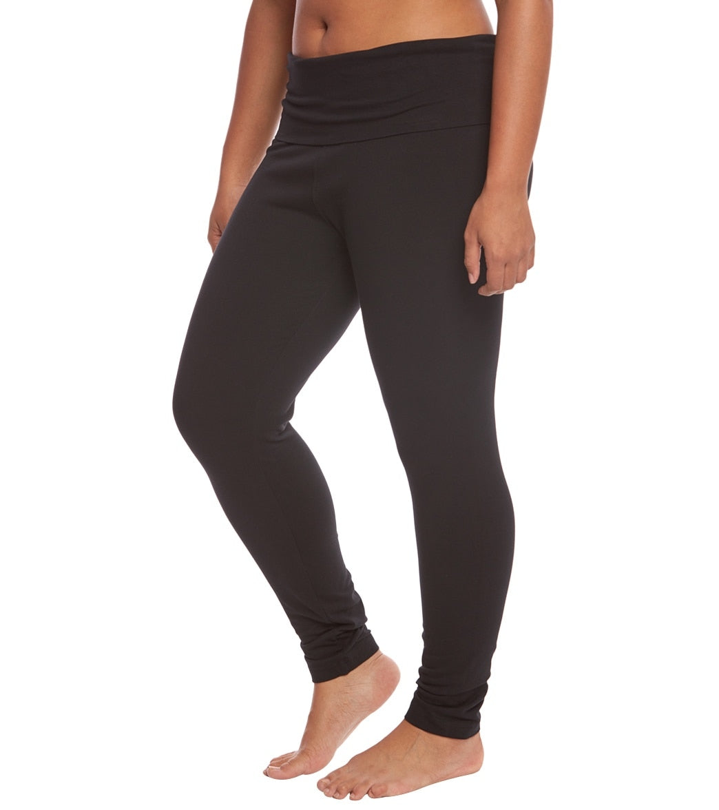 Hard Tail Plus Size Contour Rolldown Cotton Yoga Leggings at SwimOutlet.com