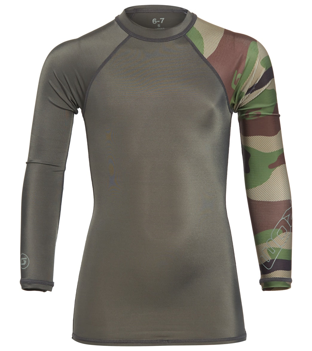 Grom Boys' Accelerator Long Sleeve Rashguard - Camo X-Small 4/5 Polyester/Spandex - Swimoutlet.com