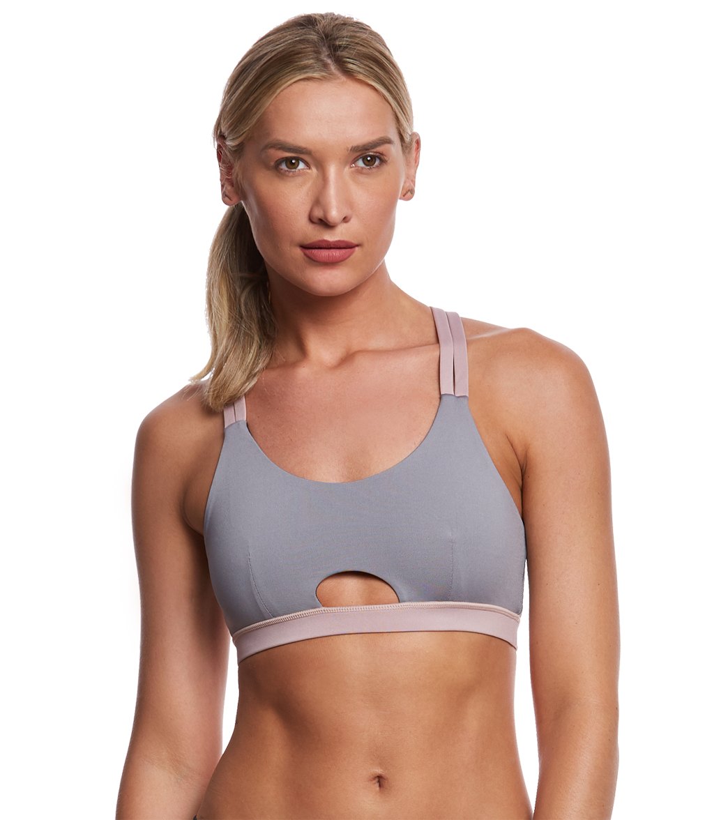 Minkpink Impala Cut Out Crop Top - Grey/Pink X-Small Elastane/Nylon/Polyester - Swimoutlet.com