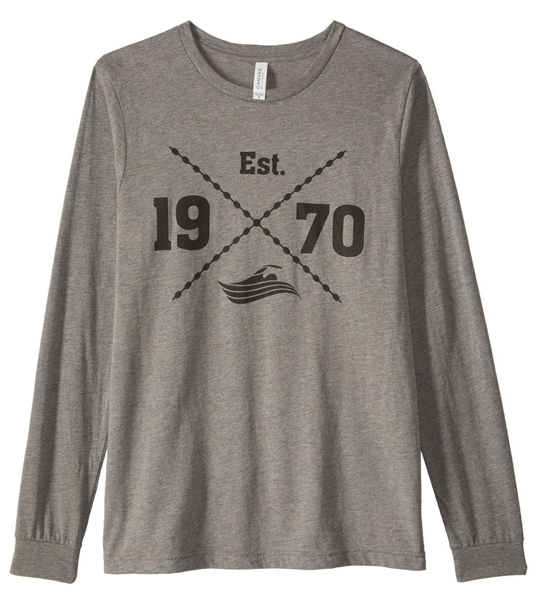 U.s. Masters Swimming Usms Men's Established 1970 Long Sleeve Shirt Crew Neck Tee - Gray Xxl Cotton - Swimoutlet.com