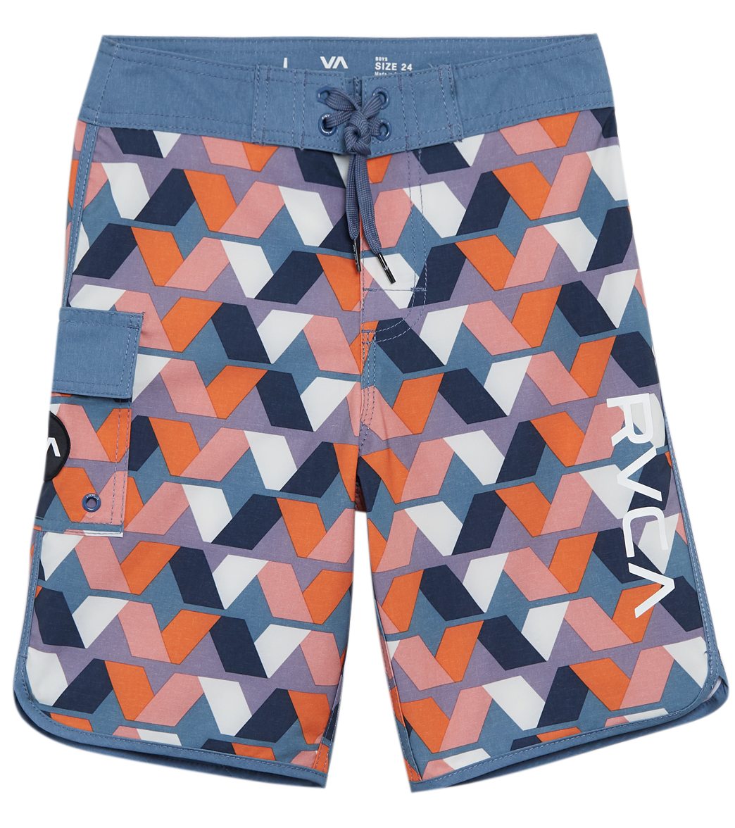 Rvca Boys' Eastern Trunk Big Kid - China Blue 24 Elastane/Polyester - Swimoutlet.com