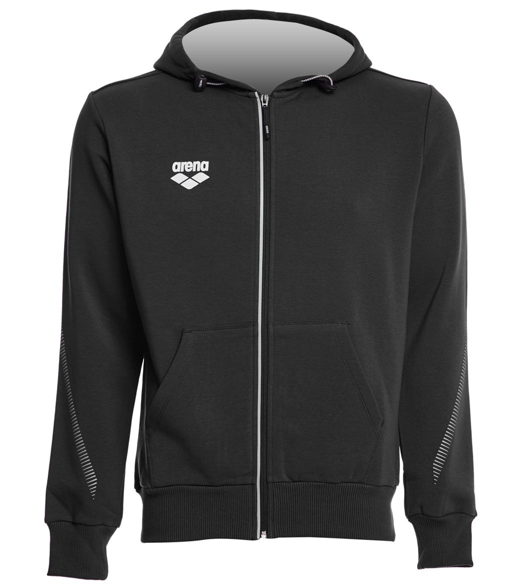 Arena Men's Team Line Fleece Hooded Jacket Shirt - Black Large Cotton/Elastane - Swimoutlet.com