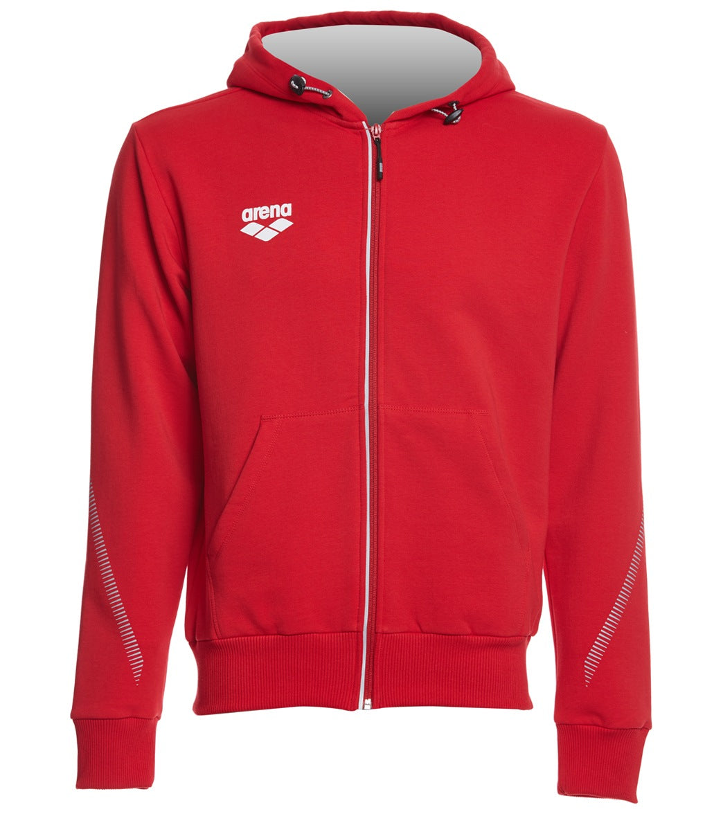 Arena Men's Team Line Fleece Hooded Jacket Shirt - Red X-Small Cotton/Elastane - Swimoutlet.com