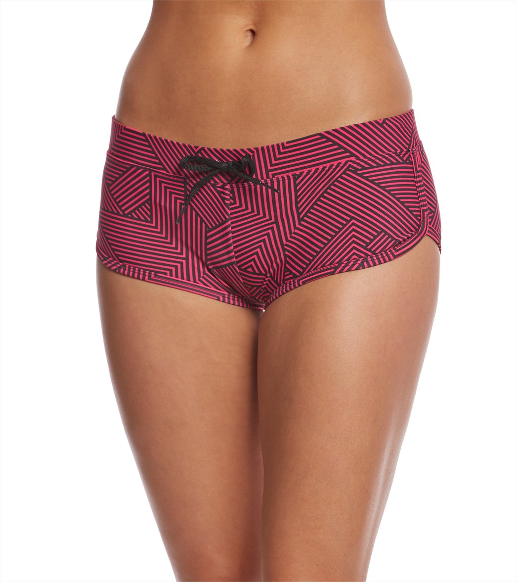 Sporti Active Chevron Cheeky Boyshorts Swim Bottom - Black/Pink Medium Lycra®/Nylon/Spandex - Swimoutlet.com