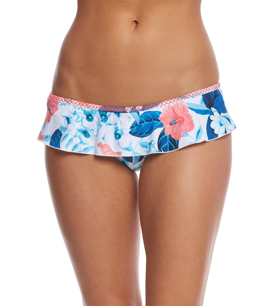 Seafolly Tropical Vacay Skirted Hipster Bikini Bottom - White 12 - Swimoutlet.com