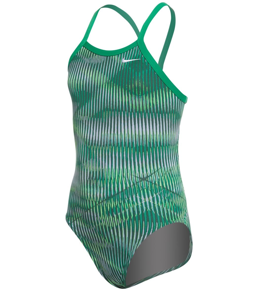Nike Girls' Vibe Lingerie Tank One Piece Swimsuit - Court Green 22 Polyester - Swimoutlet.com