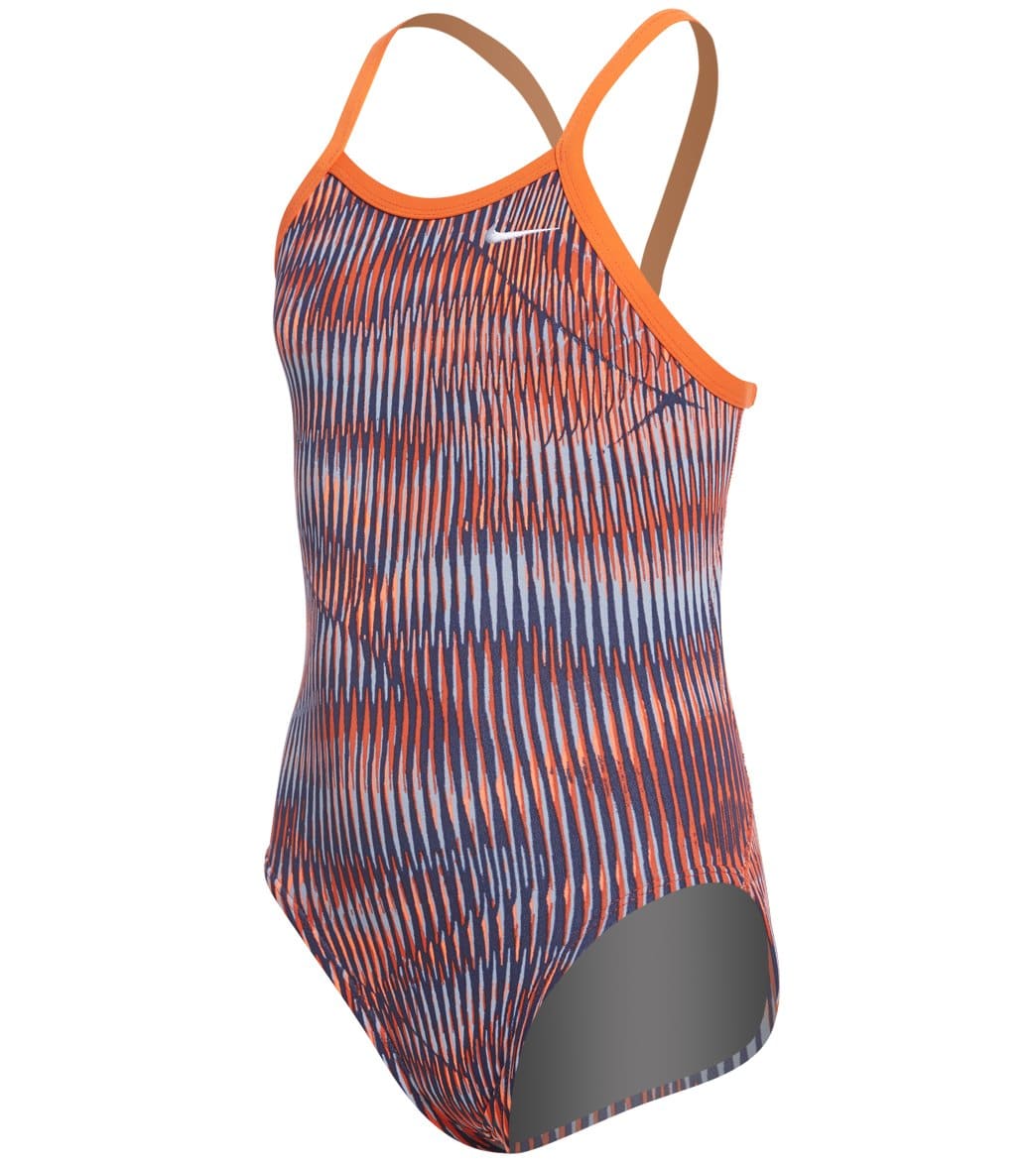 Nike Girls' Vibe Lingerie Tank One Piece Swimsuit - Team Orange 22 Polyester - Swimoutlet.com