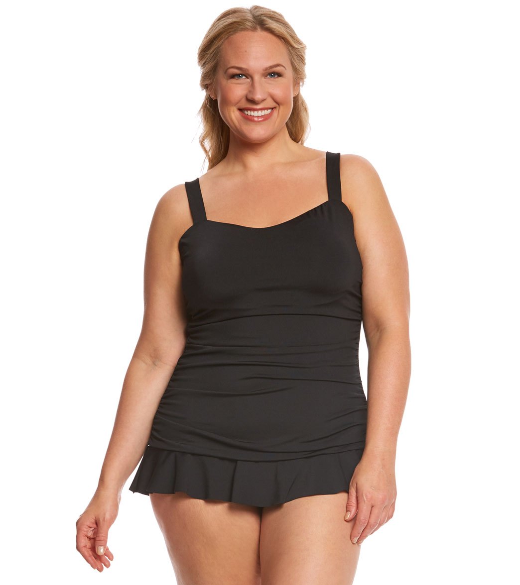Dolfin Aquashape Women's Plus Size Sweetheart Swim Dress - Black 20 Polyester/Spandex - Swimoutlet.com
