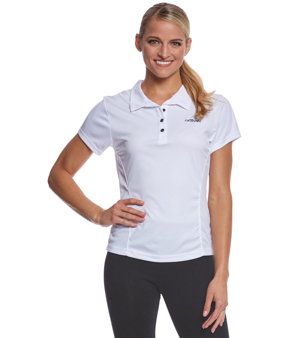 Dolfin Women's Performance Polo Shirt - White Small Polyester - Swimoutlet.com