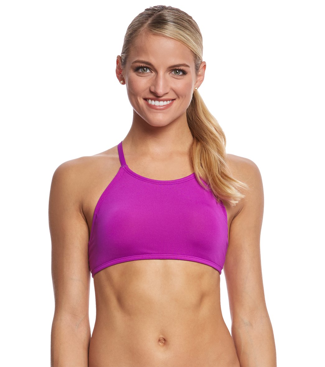 Dolfin Bellas Women's High Neck Bikini Top - Purple X-Small Polyester/Spandex - Swimoutlet.com