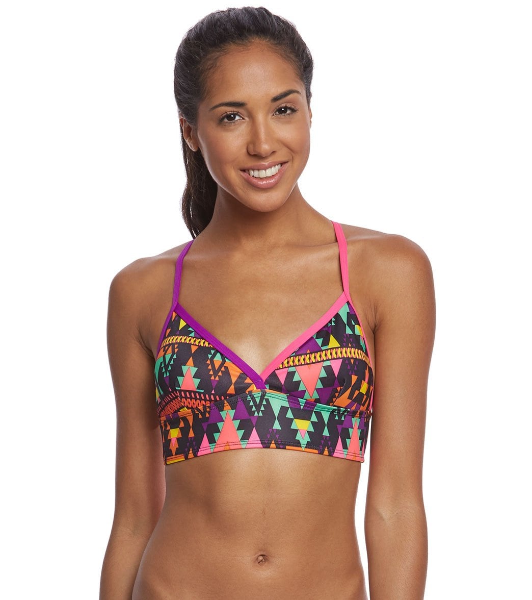 Dolfin Bellas Women's Azera Longline Bikini Top - Multi Xx-Small Polyester/Spandex - Swimoutlet.com