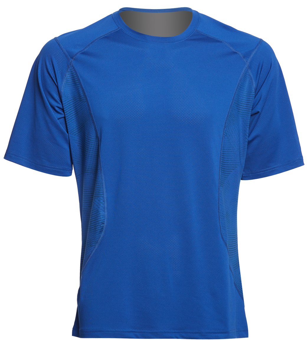 Asics Men's Pr Lyte Printed Short Sleeve Shirt - Limoges/Atmostphere Print Small Polyester/Spandex - Swimoutlet.com