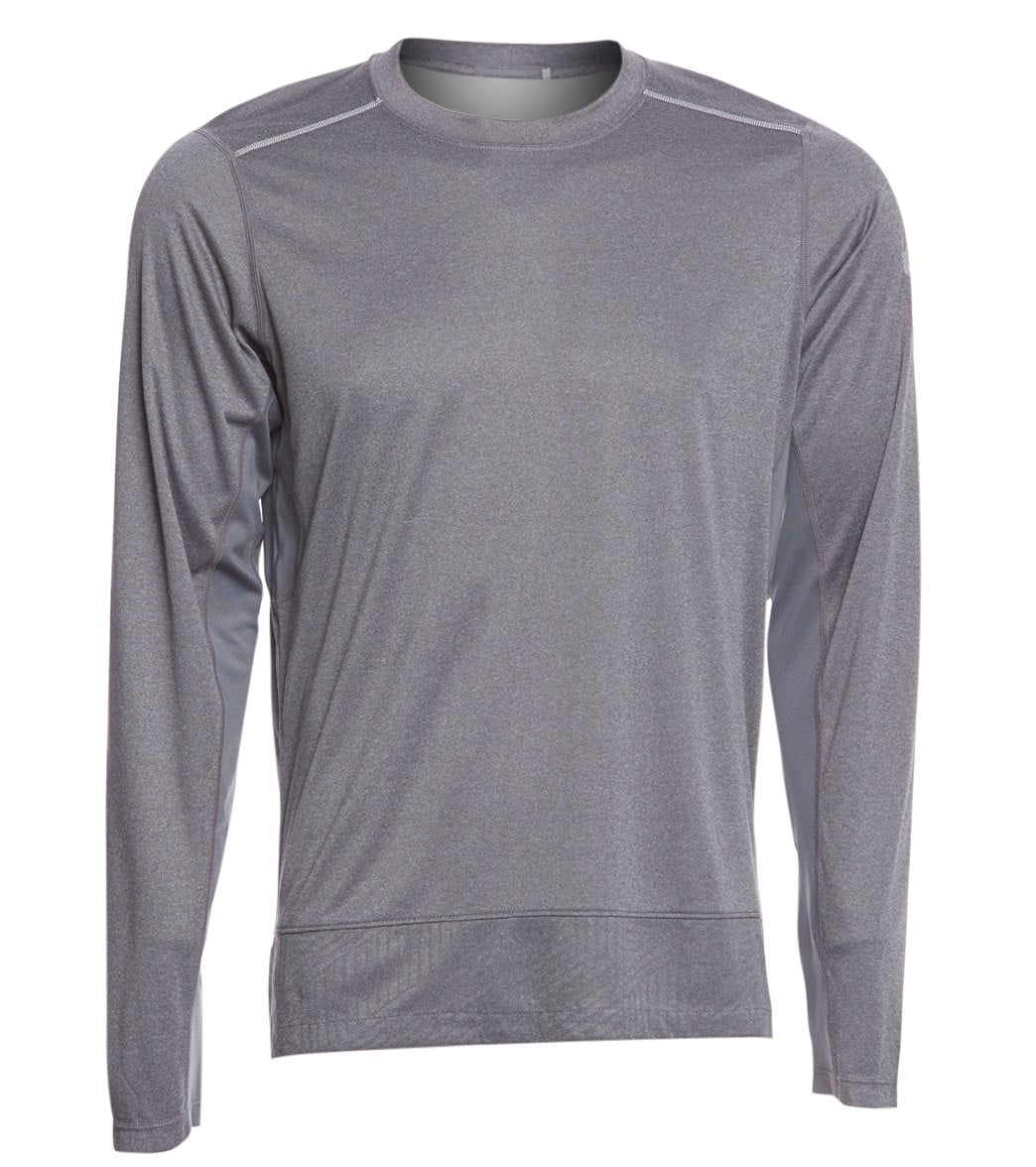 Asics Men's Lite Show Long Sleeve - Castlerock Heather/Spliced Stripe Print Xl Polyester - Swimoutlet.com