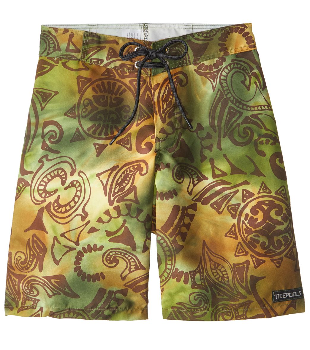 Tidepools Boys' Tonga Wonga Surf Trunks Big Kid - Olive 8 Polyester - Swimoutlet.com