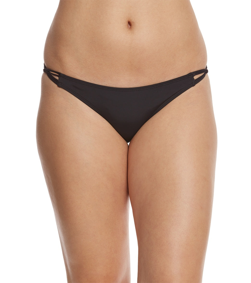Eidon Swimwear Solid Mila Bikini Bottom - Black Licorice Large Mirco/Nylon/Spandex - Swimoutlet.com