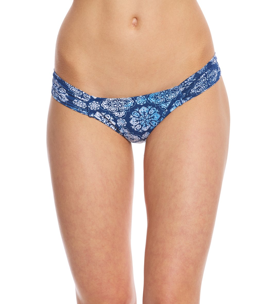 Bask In The Sun Mid-Rise Swim Bottoms- Red Bandana Print – The