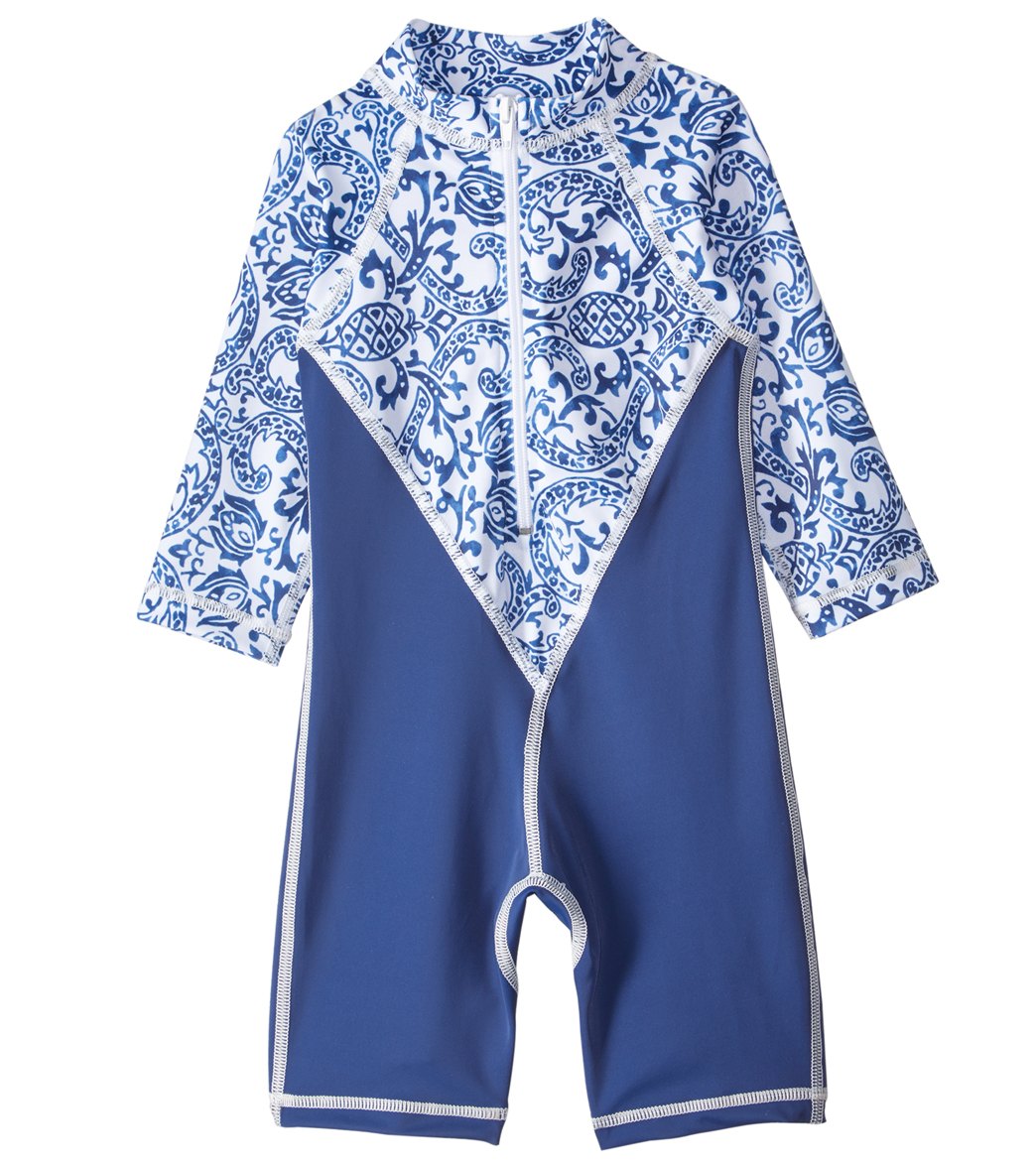 Tidepools Girls' Pineapple Uv 50+ Suit Baby - Navy/White Medium 6-12 Months Lycra®/Polyester - Swimoutlet.com