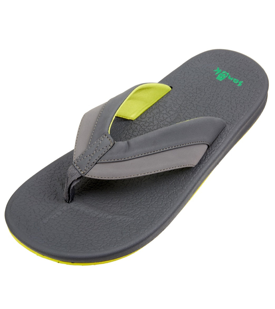 Sanuk Men's Brumeister Flip Flop - Charcoal/Lightning 13 Eva/Foam/Faux-Suede/Rubber - Swimoutlet.com