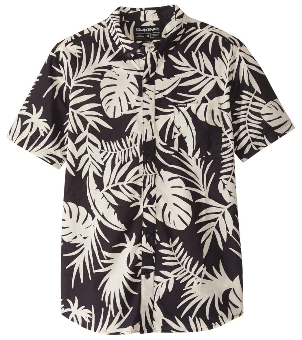 Dakine Men's Poipu Short Sleeve Shirt - Midnight Wailua Palm Medium Cotton - Swimoutlet.com
