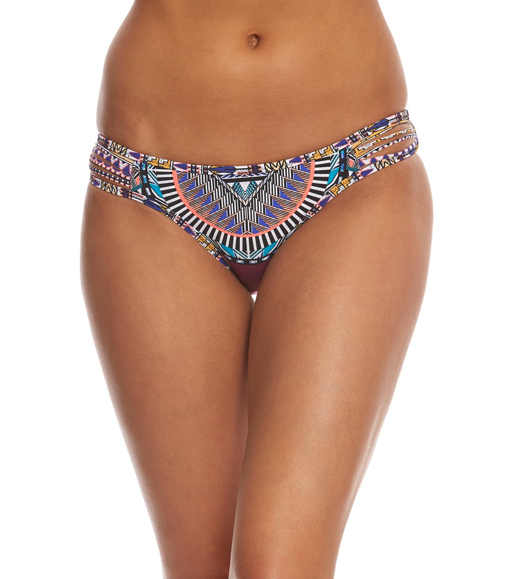 Red Carter Tribal Daze Reversible Classic Bikini Bottom - Plum Multi Medium Nylon/Spandex - Swimoutlet.com