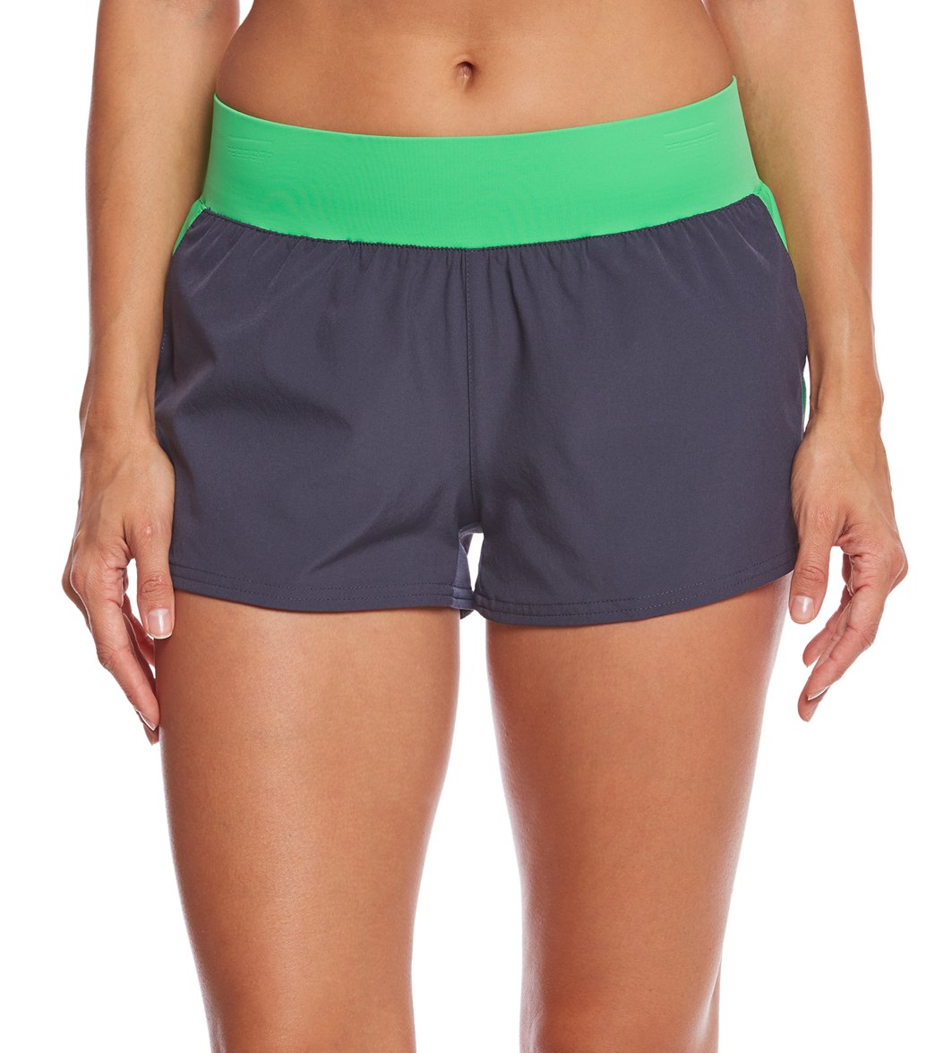 Speedo Women's Team Short - Green Medium Polyester/Spandex - Swimoutlet.com