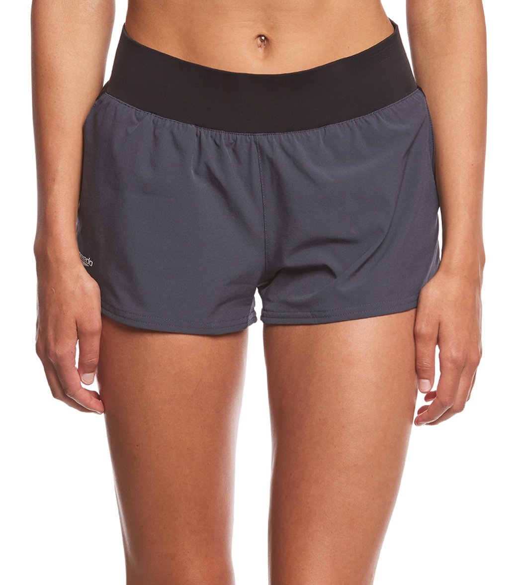 Speedo Women's Team Short - Black X-Small Polyester/Spandex - Swimoutlet.com