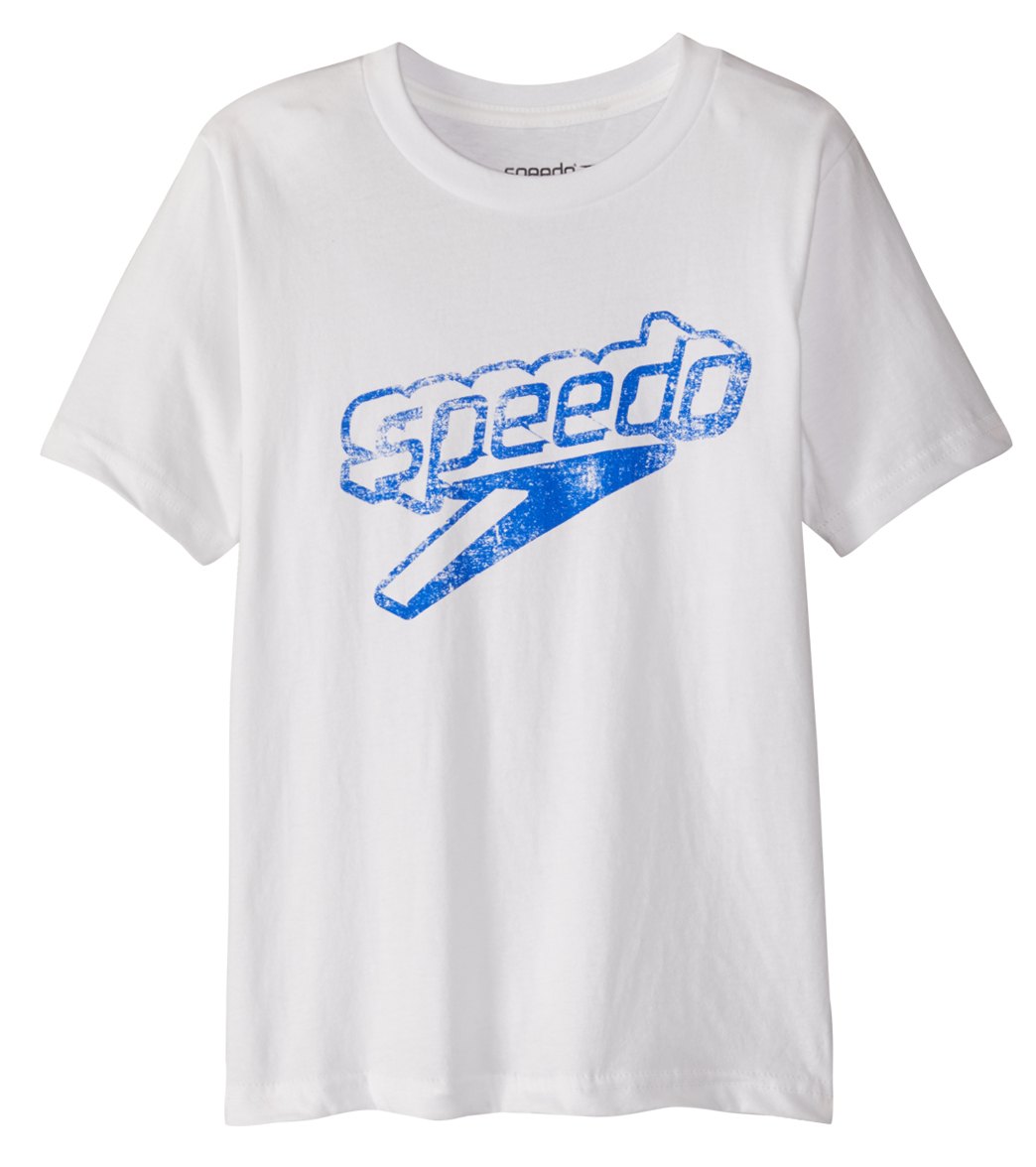 Speedo Boys' Front Logo T Shirt - White X-Small Cotton/Polyester - Swimoutlet.com