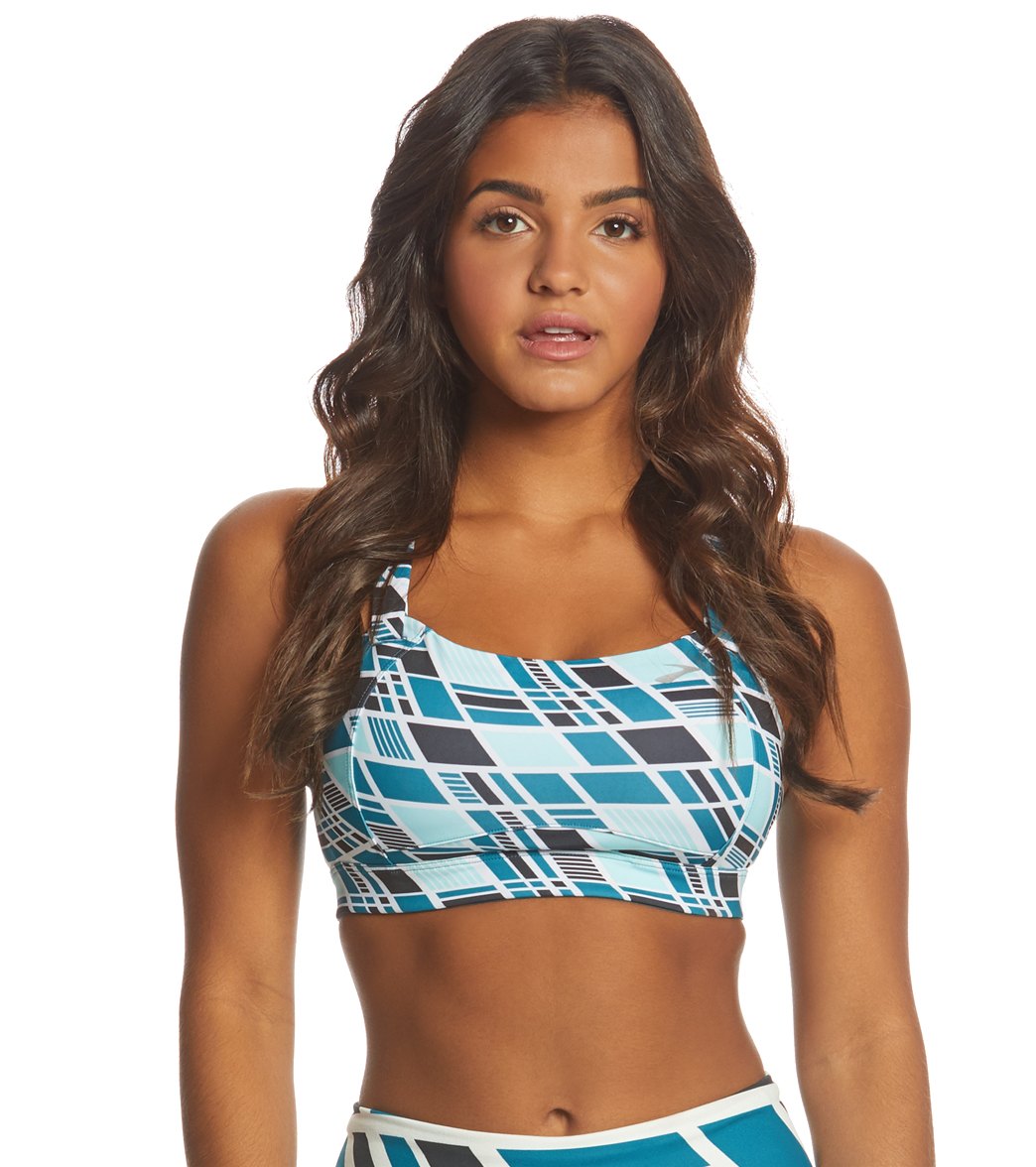 Brooks Women's Juno C/D/Dd/E Sports Bra - Ocean Wave/Ocean 30C Polyester - Swimoutlet.com