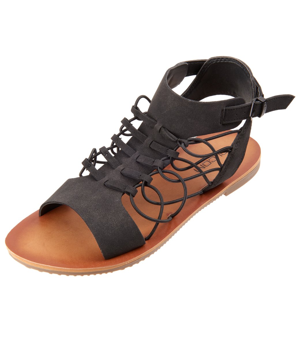 Volcom Women's Cages Bird Sandals - Black 6 Leather/Polyurethane/Rubber - Swimoutlet.com