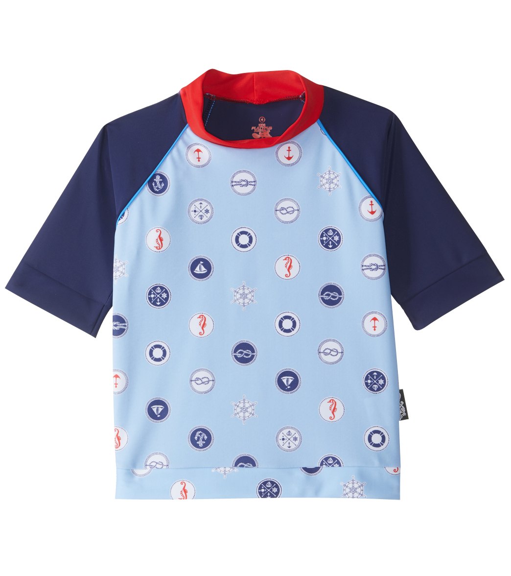 Platypus Australia Boys' Maritime Short Sleeve Shirt Rashguard 6 Months-8 - 2 18 Months-2T Lycra® - Swimoutlet.com