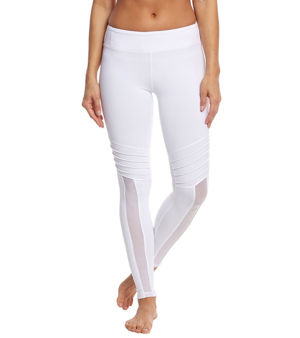 Trina Turk women's geo knit fitness leggings - white medium elastane/nylon - swimoutlet.com