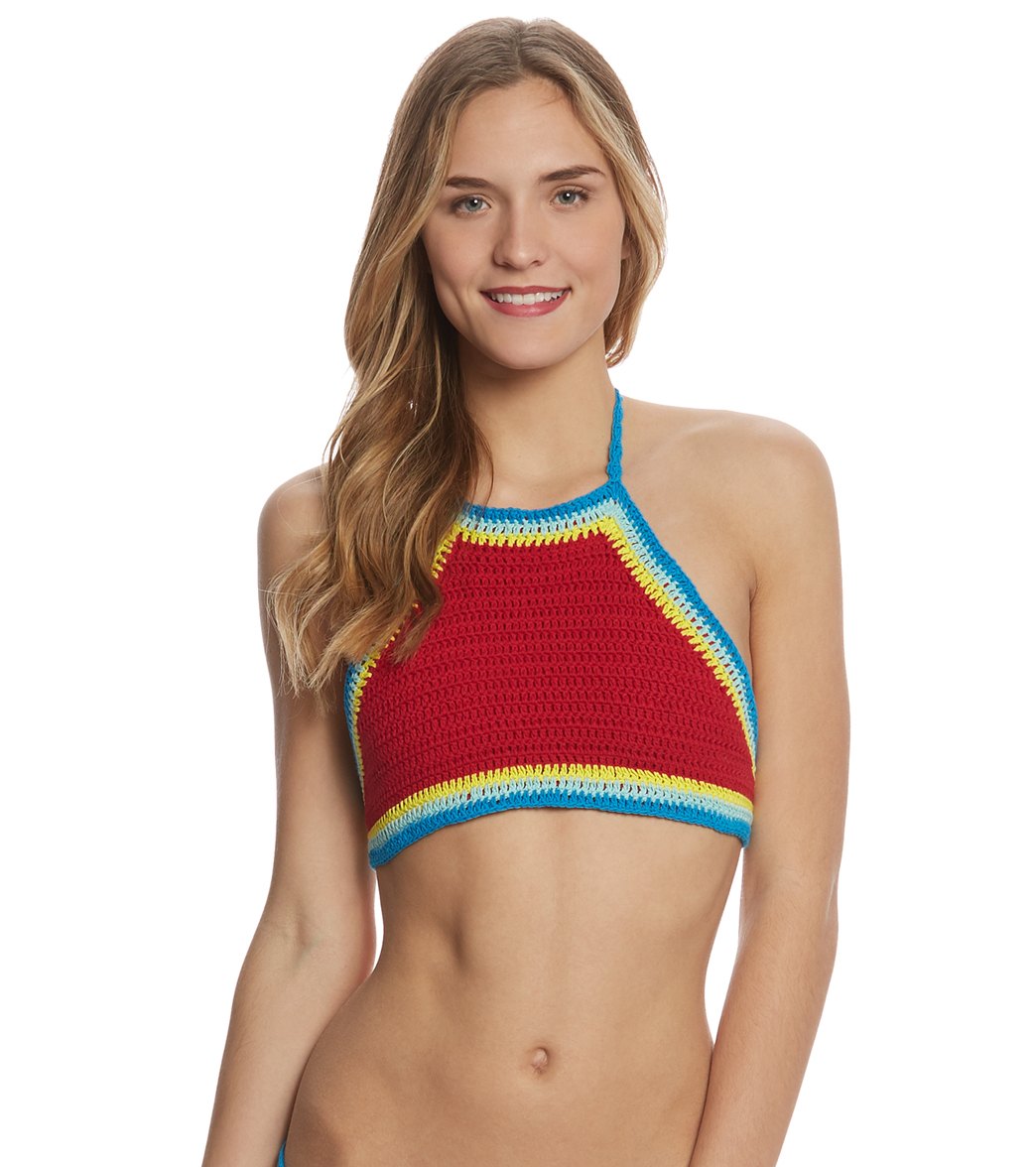 Hobie Swimwear How Do You Hue? Crop Bikini Top - Strawberry Xl Polyester - Swimoutlet.com