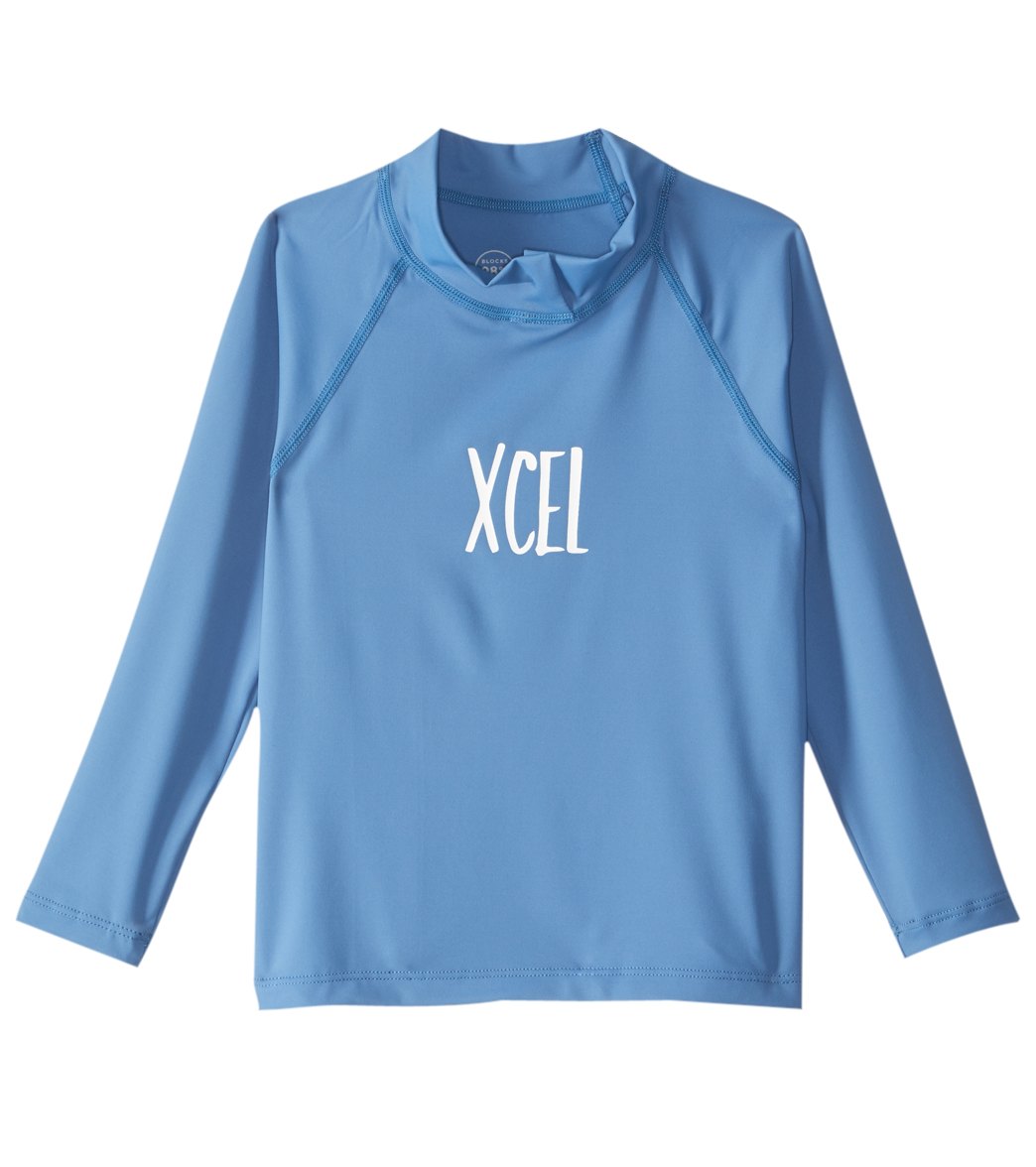 Xcel Toddler's Malibu Split Collar Long Sleeve Rashguard - Faience Blue 2 Nylon/Spandex - Swimoutlet.com