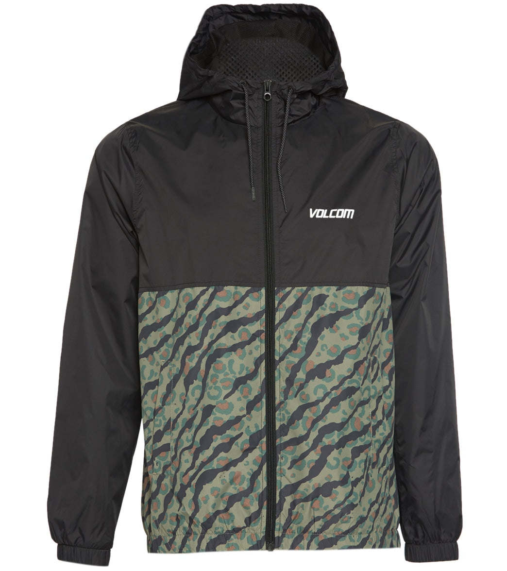 Volcom Men's Ermont Hooded Windbreaker Jacket - Camouflage Black Medium Polyester - Swimoutlet.com