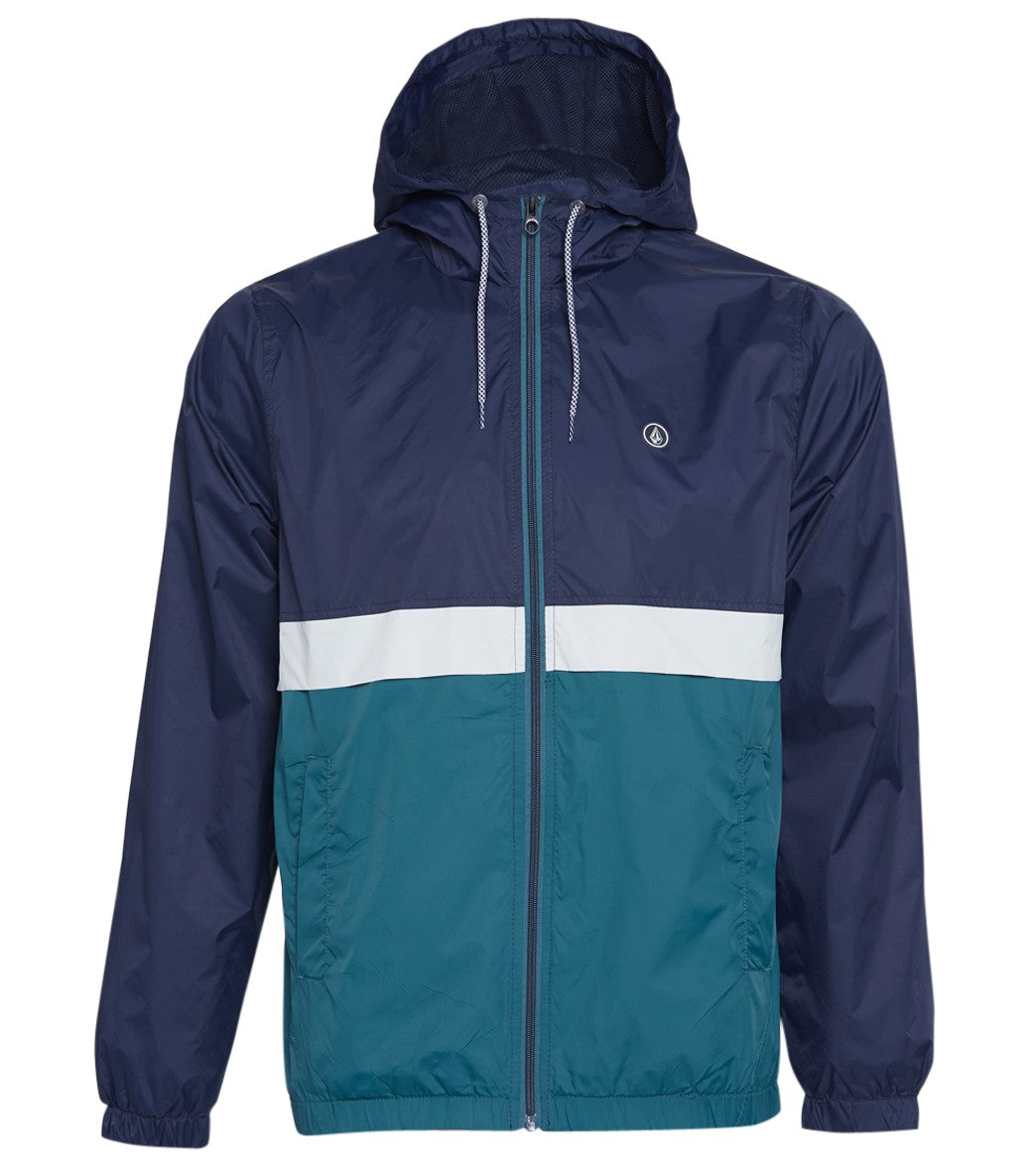 Volcom Men's Ermont Hooded Windbreaker Jacket - Mediterranean Medium Polyester - Swimoutlet.com