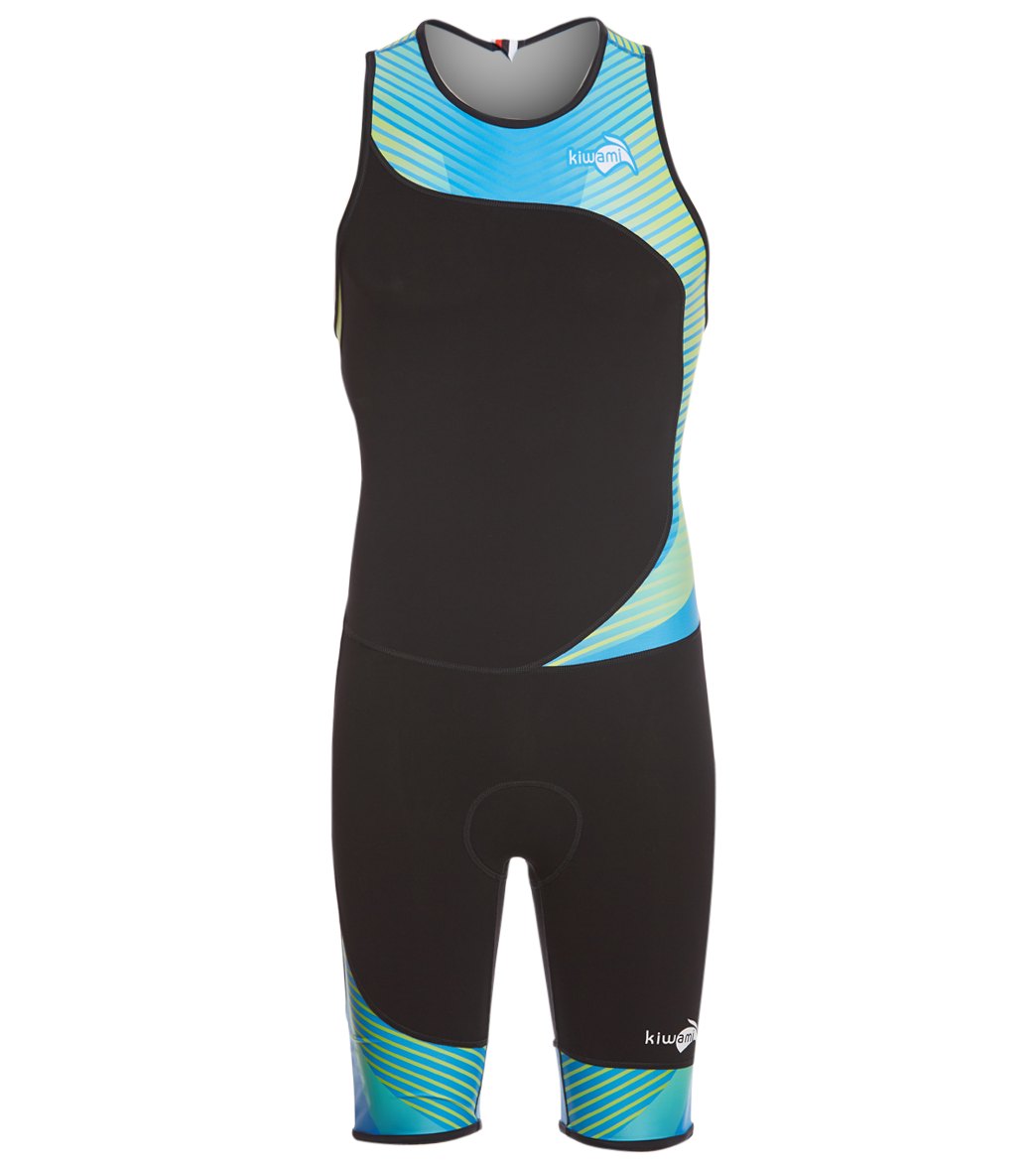 Kiwami Men's Tokyo Amphibian Tri Suit - Black/Blue/Lime Small - Swimoutlet.com