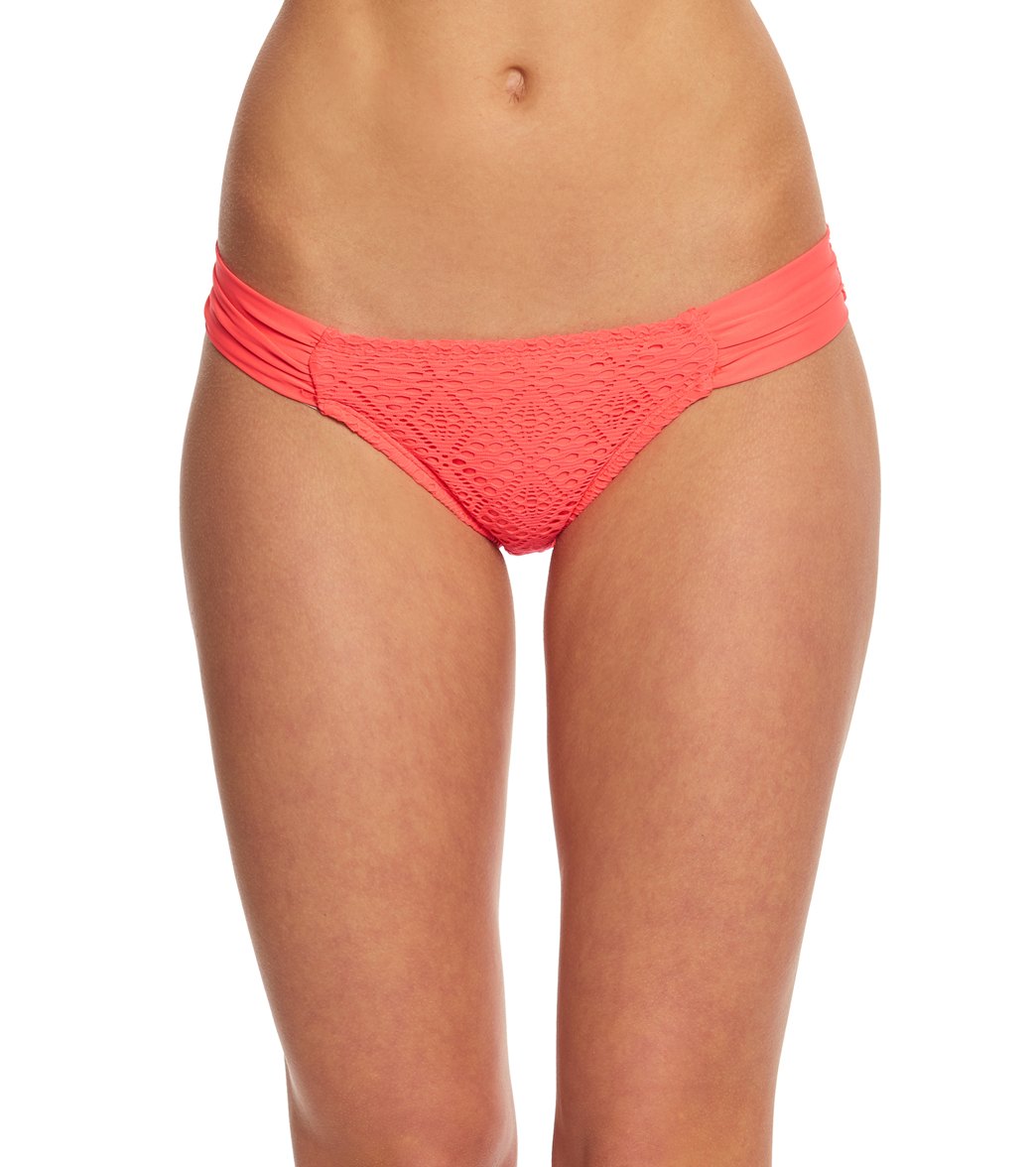 Hot Water Swimwear Swept Away Tab Side Bikini Bottom - Strawberry Xl - Swimoutlet.com