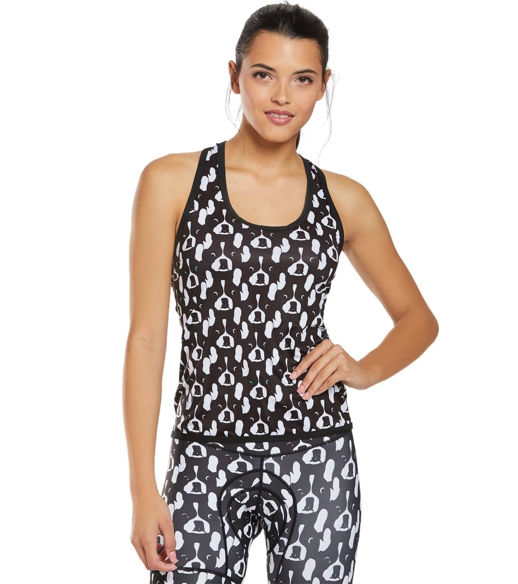 Shebeest Women's Indie Tank - Puppies White/Black Medium Polyester/Spandex - Swimoutlet.com