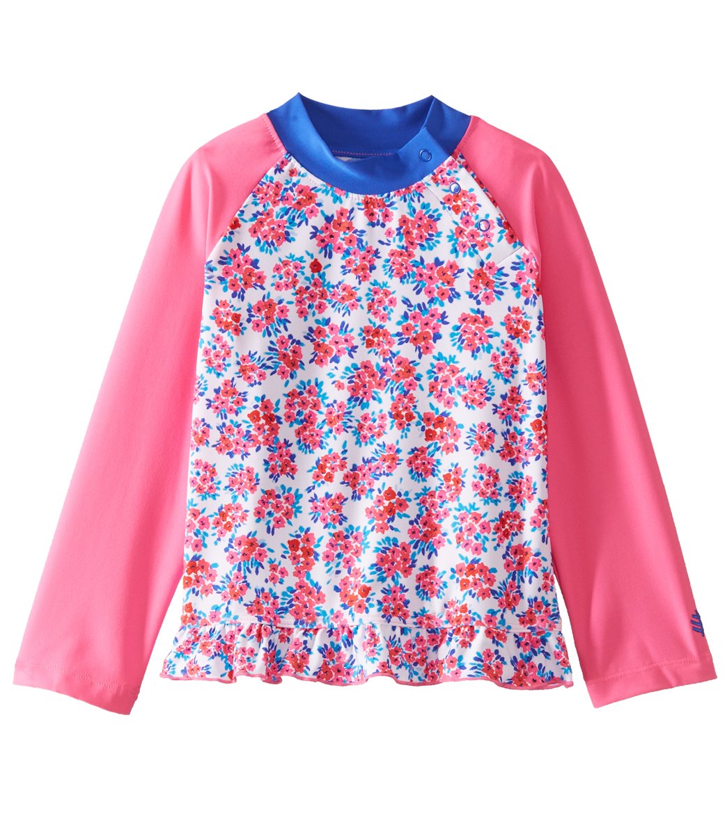 Coolibar Girls' Upf 50+ Ruffle Swim Shirt 6 Months-3T - Watercolor Floral 6 Month Polyester/Spandex - Swimoutlet.com