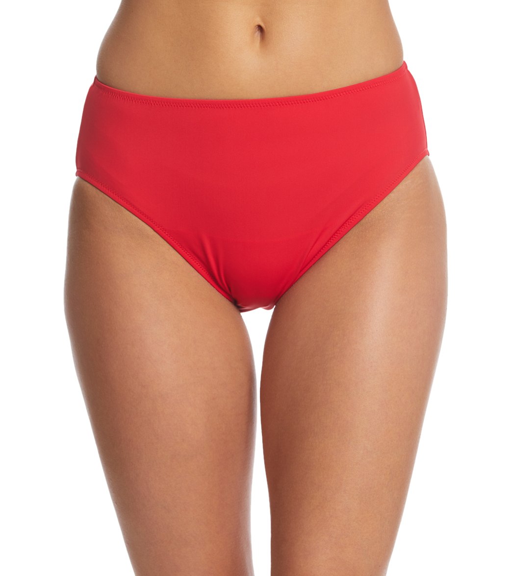 Gottex Lattice High Waist Bikini Bottom - Red 18 Polyamide/Elastane - Swimoutlet.com