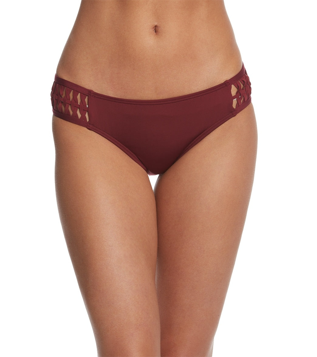 Kenneth Cole Weave Your Own Way Tab Hipster Bikini Bottom - Merlot Medium Nylon/Elastane - Swimoutlet.com