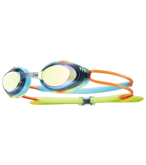 TYR Junior Black Hawk Mirrored Racing Goggle at SwimOutlet.com