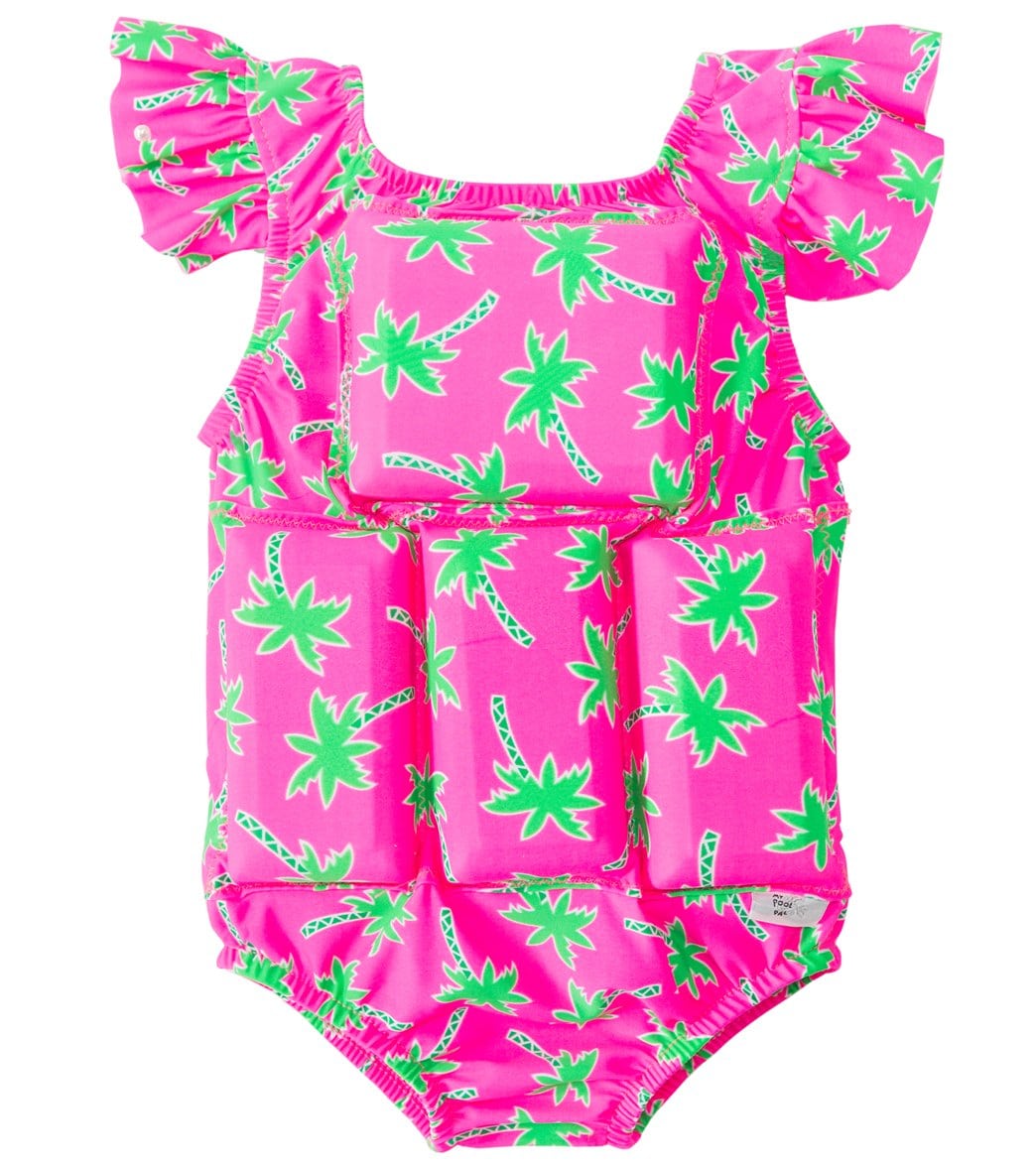 My Pool Pal Girls' Palm Tree Floatation Swimsuit - Medium 40-50Lbs Multi Color Polyester/Spandex - Swimoutlet.com