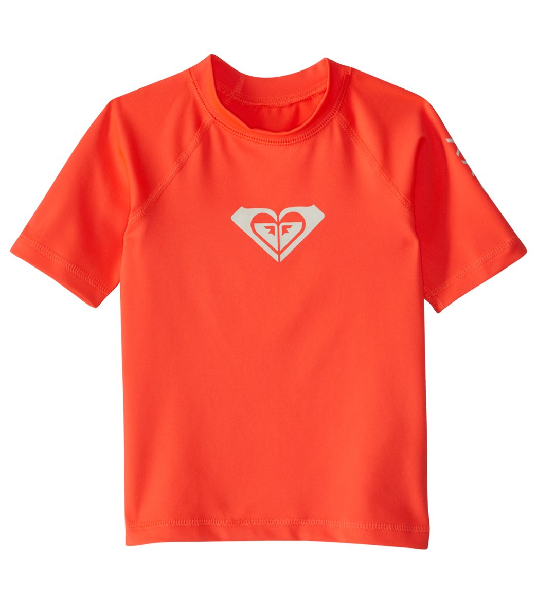 Roxy Infant Girls' Whole Hearted Short Sleeve Shirt Rashguard - Neon Grapefruit 18M Polyamide/Elastane - Swimoutlet.com