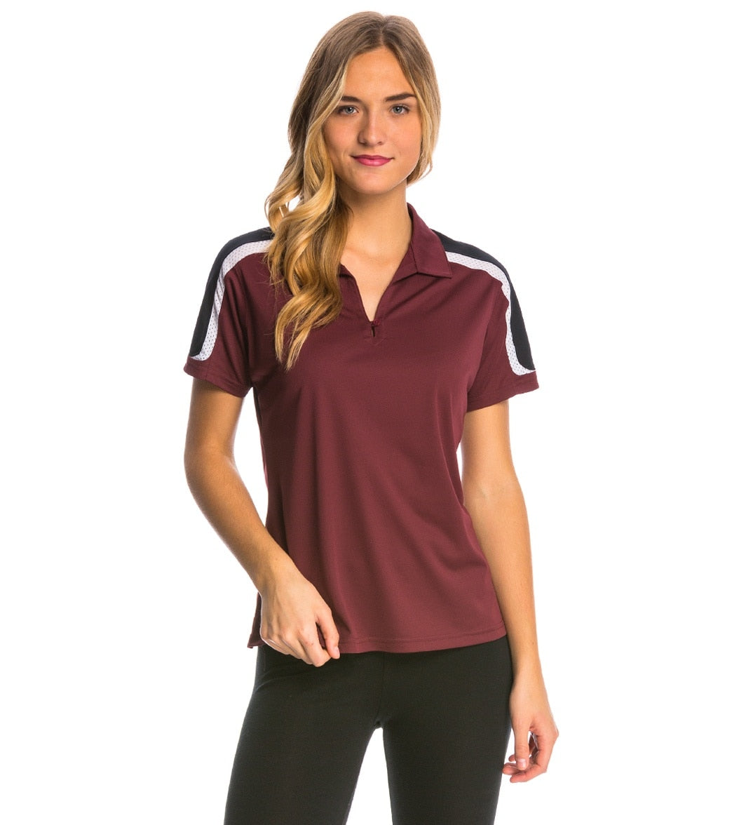 Women's Tech Polo Shirt - Maroon/Black/White 3Xl Polyester - Swimoutlet.com