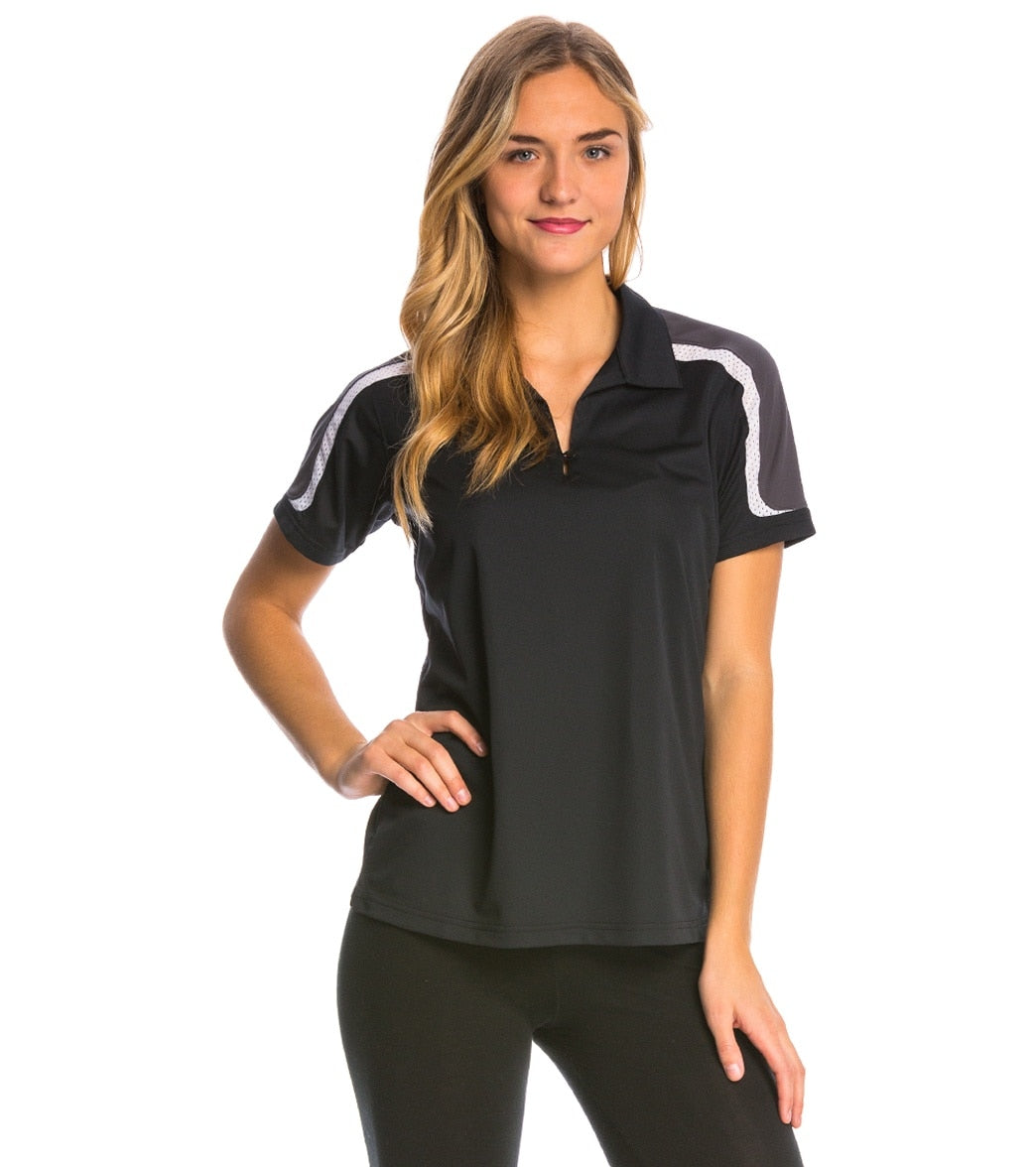 Women's Tech Polo Shirt - Black/Iron Grey/White 3Xl Polyester - Swimoutlet.com